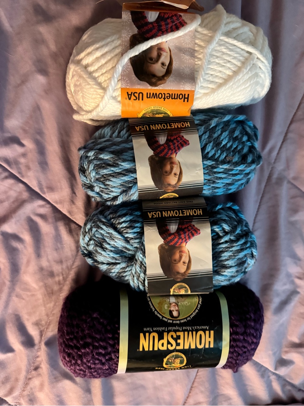 Homespun White, Blue, Purple Yarn Pack